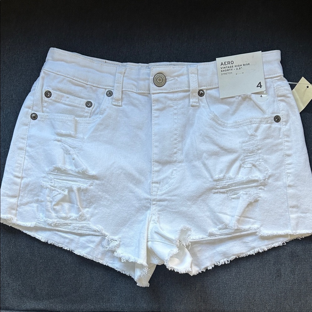 NWT Aeropostale White Distressed Jean Shorts - Picture 3 of 9